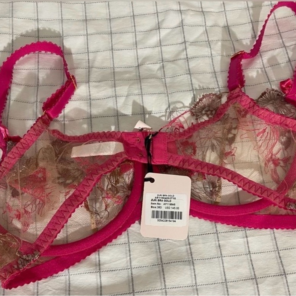 Agent Provocateur Zuri Pink Floral Embroidered Lingerie 38D - Picture 6 of 7